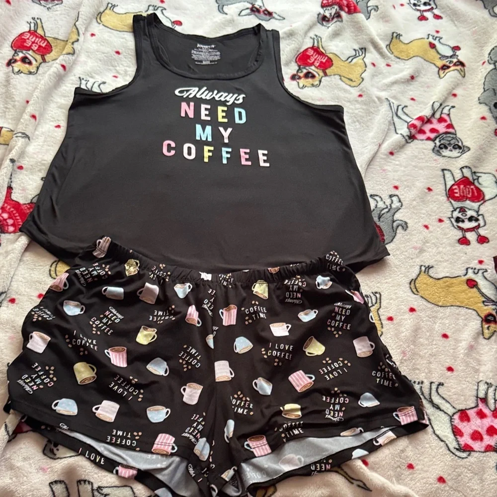Women's Coffee Print Pajama Set